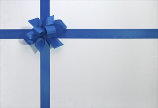 Blue ribbon on a white background