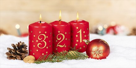 Third 3rd Advent with candle Christmas decoration Christmas card for Christmas time Panorama with