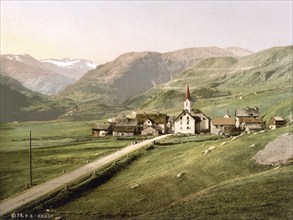 Furka Pass, Realp, general view, Bernese Oberland, Switzerland, Historic, digitally restored