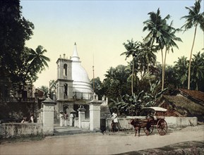 Ceylon, Temple of Buddha on the Road to Galle, Historic, digitally restored reproduction from a