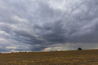 Rain clouds near Babisnau in the Eastern Ore Mountains, Landscape, Babisnau, Saxony, Germany,