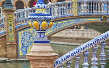 Plaza de Espana, Seville, a plaza in the Parque de María Luisa, a landmark example of Spanish