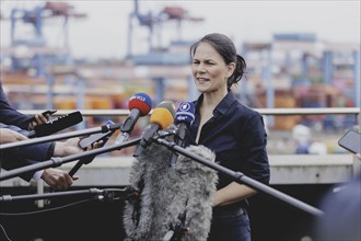 Annalena Bärbock (Alliance 90/The Greens), Federal Foreign Minister, during a press statement as