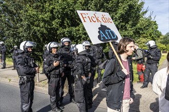 Demonstration against the AFD party conference in Essen, blockade of Alfredstraße, bridge over the