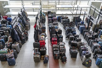 Luggage storage, cloakroom, in an exhibition hall, at the Hannover Messe, Lower Saxony, Germany,