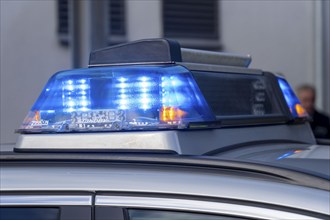 Police, blue light, LED lights of a police patrol car