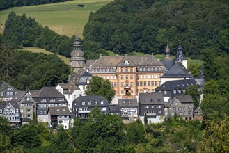 Bad Berleburg, in the district of Siegen-Wittgenstein, Rothaargebirge, Sauerland, upper town, with