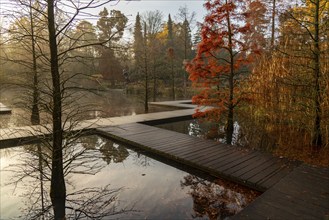 The Grugapark, Essen, botanical garden, park for leisure and recreation, by the forest lake, wooden