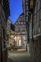 The old town centre of Hattingen, half-timbered houses, street below the church square, North