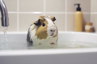 Guinea pig in bathing tube. KI generiert, generiert AI generated