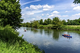 The Ruhr near Essen-Horst, canoes, North Rhine-Westphalia, Germany, Europe