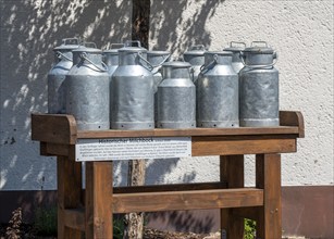 Replica of a milk block, where the milk cans were deposited by the dairy farmers, which were then