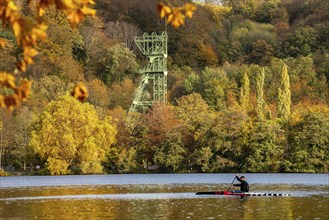 Lake Baldeney, on the western shore, Heisingen district, headframe of the former Carl Funke