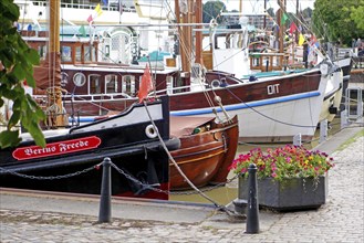 Traditional ships, museum harbour, Leer, East Frisia, Germany, Europe