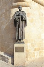 Statue sculpture of San Pedro de Alcantara, medieval old town, Caceres, Extremadura, Spain, Europe