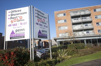 Sold sign for Penn estate agent commercial property at the Waterfront development around the Wet