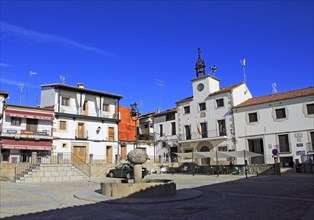 Traditional architecture Plaza Mayor, village of Cuacos de Yuste, La Vera, Extremadura, Spain,