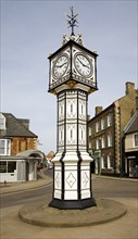 Victorian clock tower in town centre, Downham Market, Norfolk, England, United Kingdom, Europe