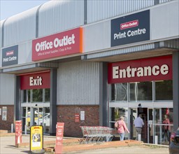 Office Outlet print centre store shop entrance and exit, Russel Road, Ipswich, Suffolk, England, UK