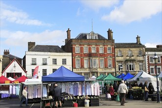 Market day in town centre of Devizes, Wiltshire, England, UK