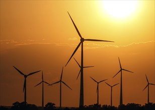 Sunset at a wind farm, Mallnow