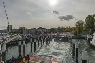 Ferry Meersburg to Constance, Lake Constance, ferry harbour Constance-Staad, bicycles, transport,