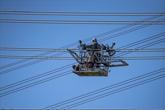 Construction of a new line route, 380 KV extra-high-voltage line between Osterath and Gohr, near