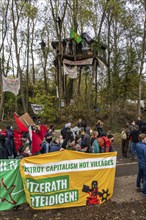 Tree houses with Antifa activists, protest action against the demolition of the village of