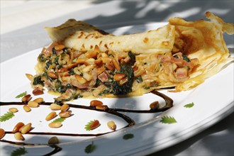 Swabian cuisine, stuffed pancakes with chard and pine nuts, vegetarian, hearty, savoury, typical