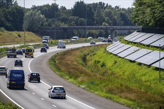 A58 motorway, photovoltaic systems were installed on the slopes to the side of the carriageway, use