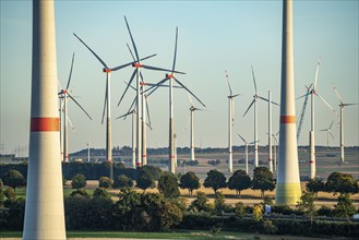 Wind farm near Bad Wünnenberg, Ostwestfalen Lippe, along the A44 motorway, North Rhine-Westphalia,