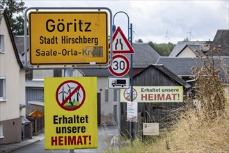 Protest against wind turbines in the former German-German border region between Thuringia and