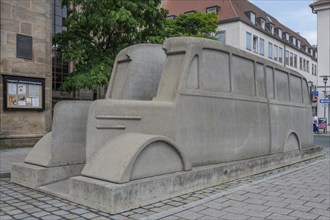 The concrete bus in Erlangen commemorates the Nazi murders during the Nazi era, temporary memorial