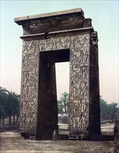 Karnak, Pylon of Evergete, Egypt, Historical, digitally restored reproduction from a 19th century