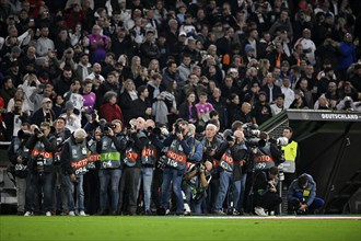 Crowd of press photographers, sports photographers, UEFA Nations League international match between