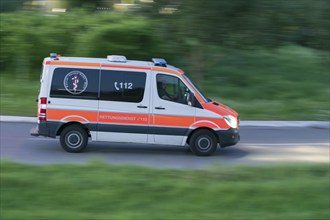 Ambulance on duty, rescue service, emergency call, 112, Rems-Murr-Kreis, Baden-Württemberg,