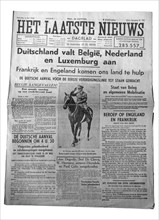 11 May 1940 Flemish newspaper Het Laatste Nieuws announcing Germany invading Belgium, the