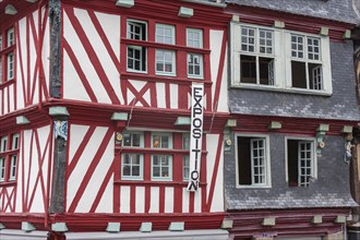 Historic house facades, half-timbered house, half-timbered house facade and house facade clad with