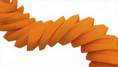 Three dimensional render of orange spiral ribbon against white background, AI generated