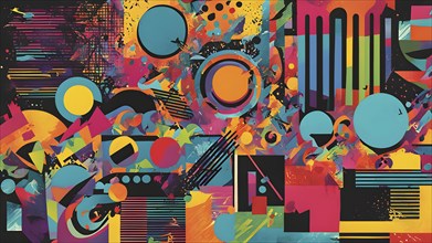 Pop art styled music album illustration featuring abstract crayon patterns and erratic lines in