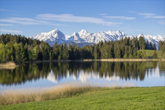 Hegratsrieder See near Füssen, Allgäu Alps, snow, Allgäu, Bavaria, Germany, Europe