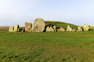 Neolithic long barrow burial monument, West Kennet, near Avebury, Wiltshire, England, UK