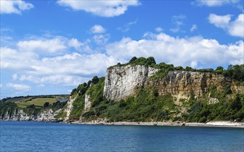 White Cliff from a drone, Jurassic Coast, Seaton, Devon, England, United Kingdom, Europe