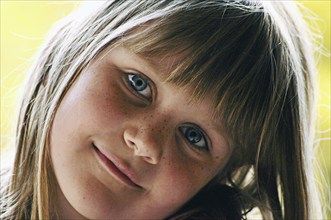 Little girl with freckles, 5 years, Close up, Bavaria, Germany, Europe