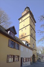 Historic Segringer Gate, town gate, town tower, Dinkelsbühl, Middle Franconia, Franconia, Bavaria,