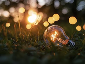 Eco bulb a concept of eco sustainability, alternative green clean energy and clean environment, AI