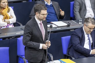 Marco Buschmann (FDP), Federal Minister of Justice, recorded during the government consultation, in