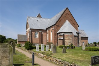 St. Johannis Church at the cemetery, Friesendom, Nieblum, Föhr, North Sea island, North Frisia,