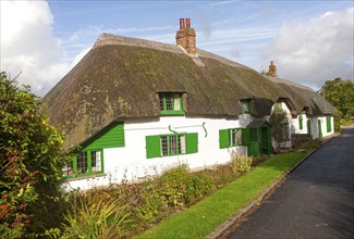 Historic attractive thatched cottages in Great Bedwyn, Wiltshire, England, UK