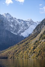 Königssee with Watzmann massif, autumnal mountain landscape, Berchtesgaden National Park,